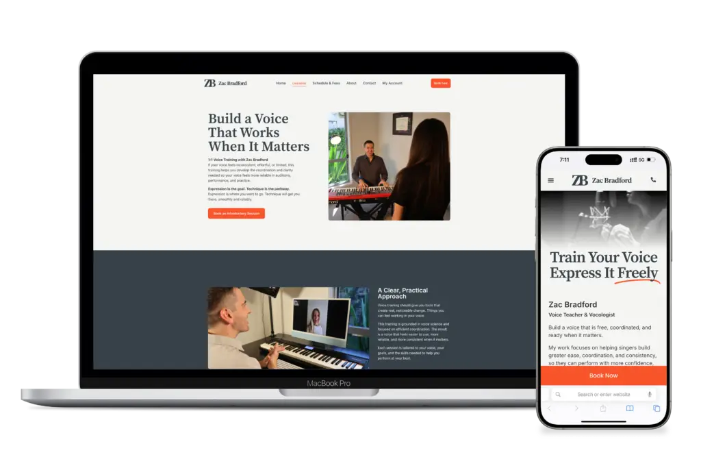 Zac Bradford Voice website design by Bazooka Digital